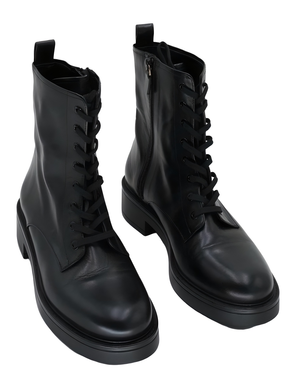 Stuart Weitzman Celia Lite Black Smooth Calf Leather Lace-Up Ankle Boots Size 9B